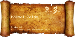 Maksai Zalán névjegykártya
